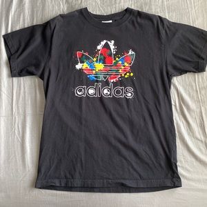 Men’s Adidas tshirt, size small, black with colorful logo on front and back